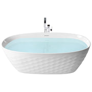 Vasca da bagno ovale moderna indipendente 170 x 80 cm Finitura acrilica lucida Motivo a rombi Bianco