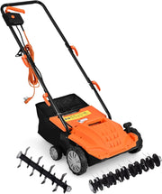 Scarificatore 2 In-1 per Prato, Arieggiatore Elettrico con Sacco Raccoglitore da 30L, Larghezza 32cm, con 3 Posizioni Regolabili, Scarificatore 1500W per Giardino Cortile (32 cm, Arancione)