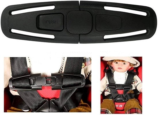 Set di 2 cinturoni di sicurezza per bambini, bloccaggio cinturone con clip pettorale per sicurezza in auto - nero
