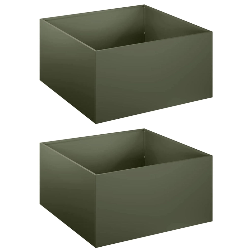 Vaso da giardino 2 pz Verde Oliva 60 x 60 x 30 cm 8005057