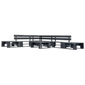 Set Divani da Giardino su Pallet 6 pz Nero in Legno cod mxl 49912