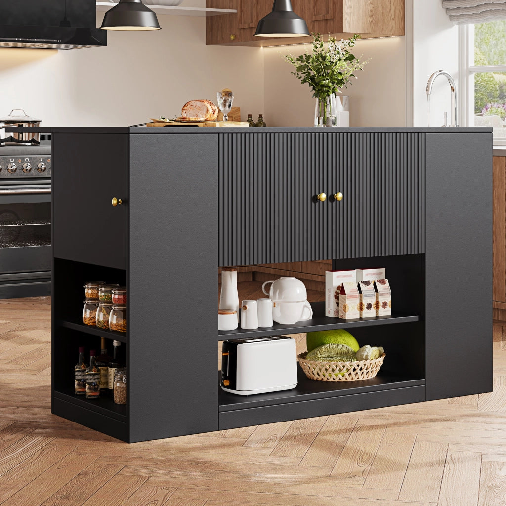 ISOLA CUCINA Pieghevole 140x40x90 cm MDF Nero