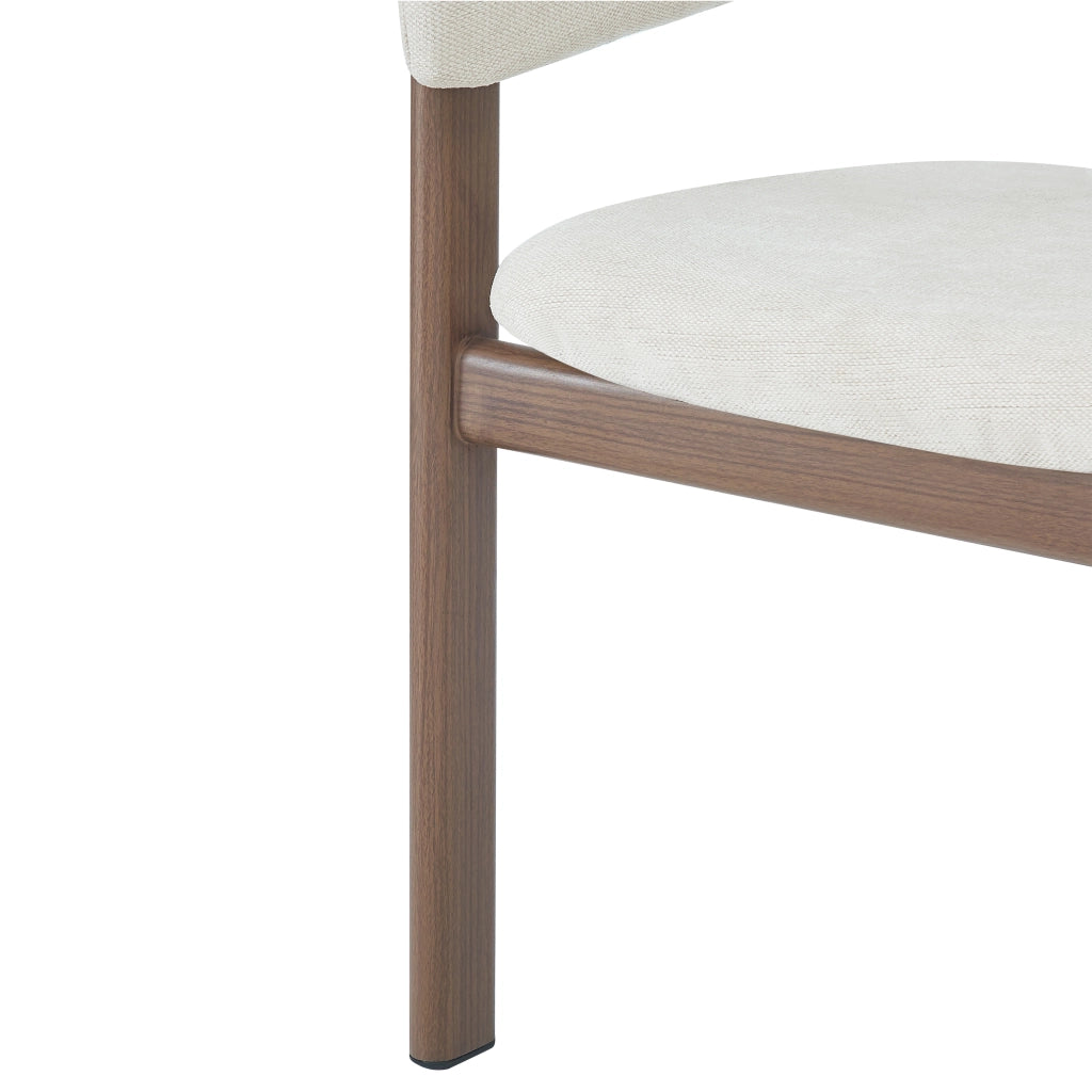 SEDIA con braccioli Set da 4 pezzi Metallo effetto noce e lino beige