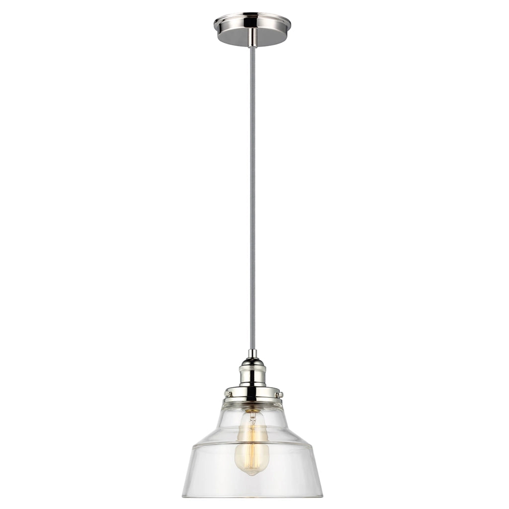Sospensione Contemporanea Baskin Vetro Nichel Lucido 1 Luce E27 D25,4Cm