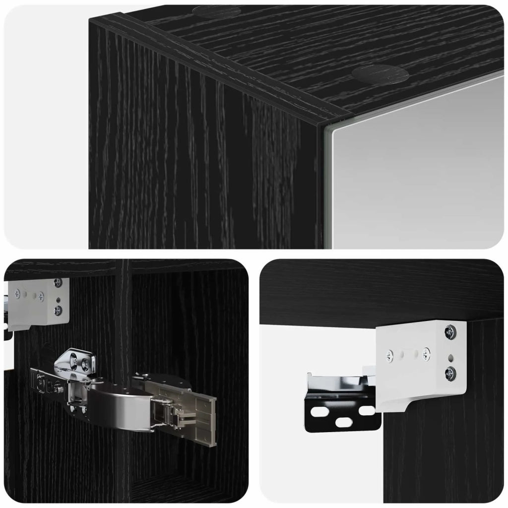 Mobiletto per specchio da bagno Rovere Nero 70 x 14,5 x 70 cm 889096
