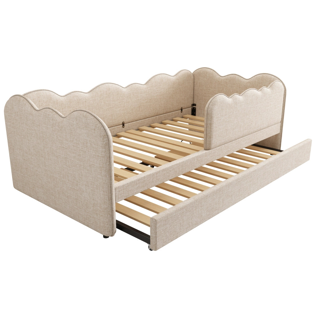 Letto Imbottito con Ausziehbett ¨C MINIMAL ¨C Lino Beige 90x190