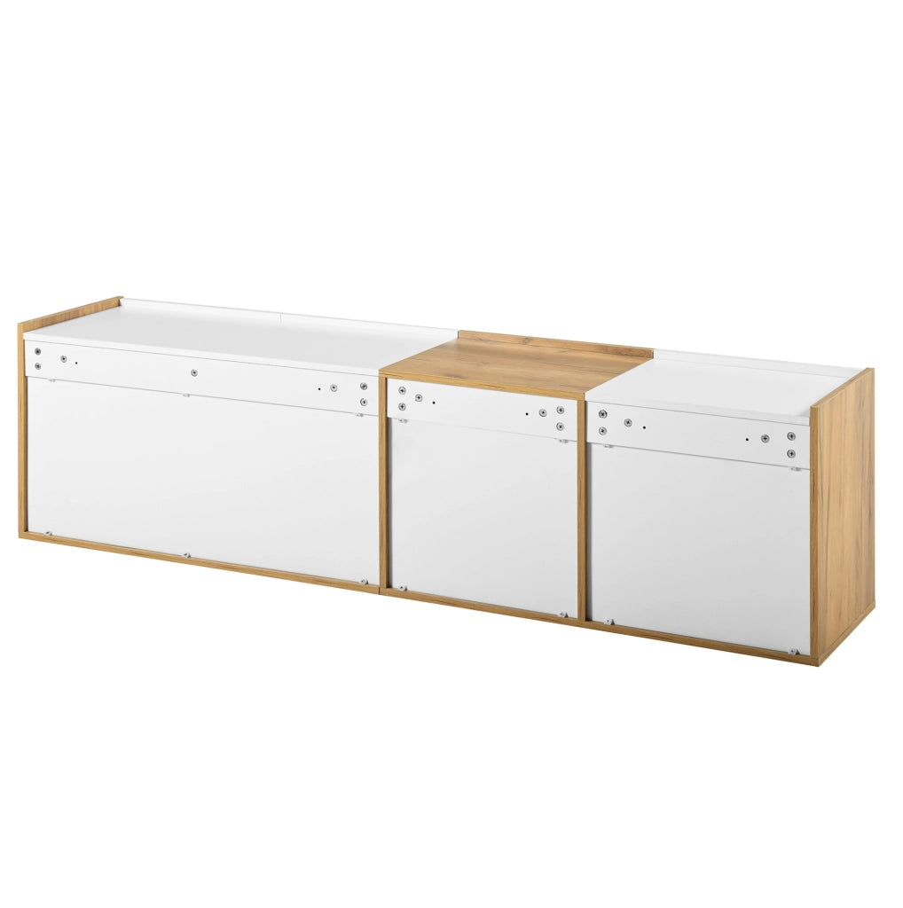 Mobile TV bianco e legno 171,5 cm con 3 ante e 3 cassetti