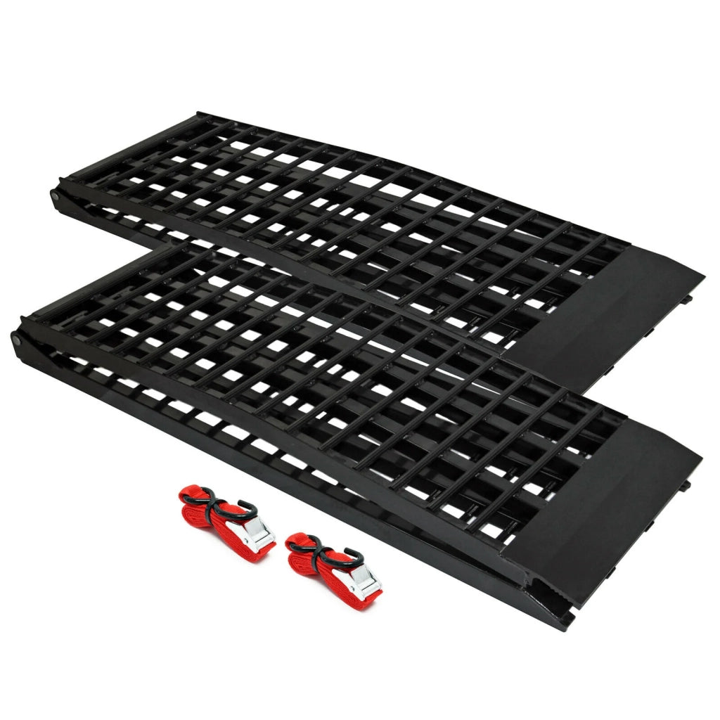 Set di 2 rampe di carico pieghevoli multiuso in alluminio con barra di sicurezza 274 cm fino a 800 kg 16_0001226