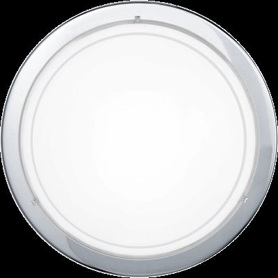 PLAFONIERA PLANET 1 CROMATA CON VETRO BIANCO SERIGRAFATO - EGLO 83155