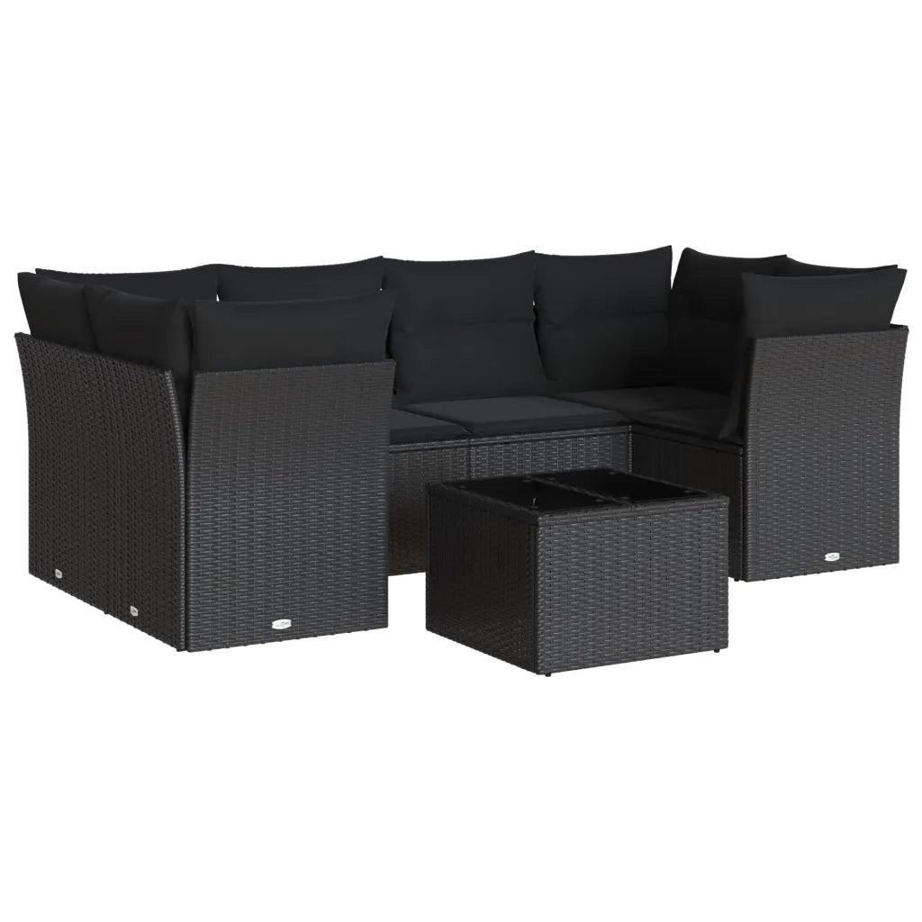 Set Divani da Giardino con Cuscini 7pz Nero Polyrattan 3217265