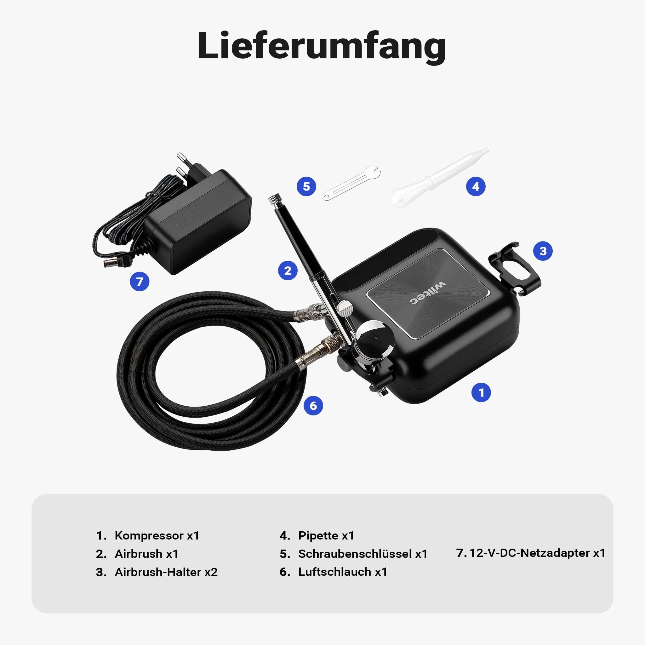 HS-A10K Set con compressore, pistola aerografo, ugello 0,3 mm, motore 12 V, pressione max 2,8 bar, per modellismo, tatuaggi, nail art, airbrush