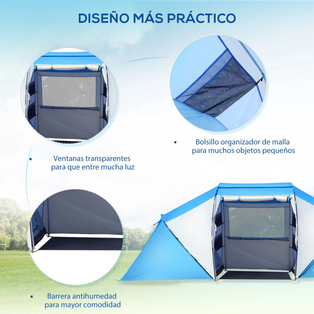 Tenda da Campeggio 4-6 Persone 2 Camere ¨C Zephmum ¨C 430x230x170 cm Blu e Bianco