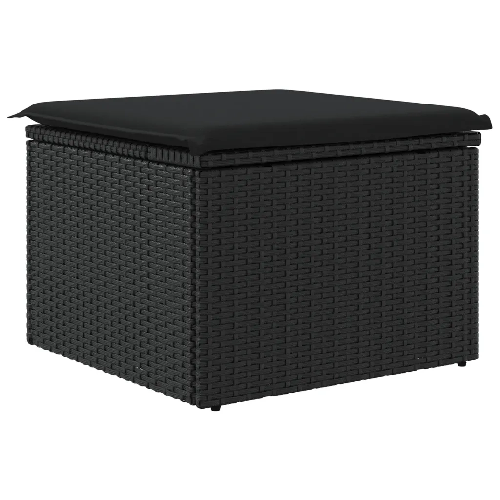 Sgabello da giardino con cuscino nero 55x55x37 cm in polyrattan CFW2999953