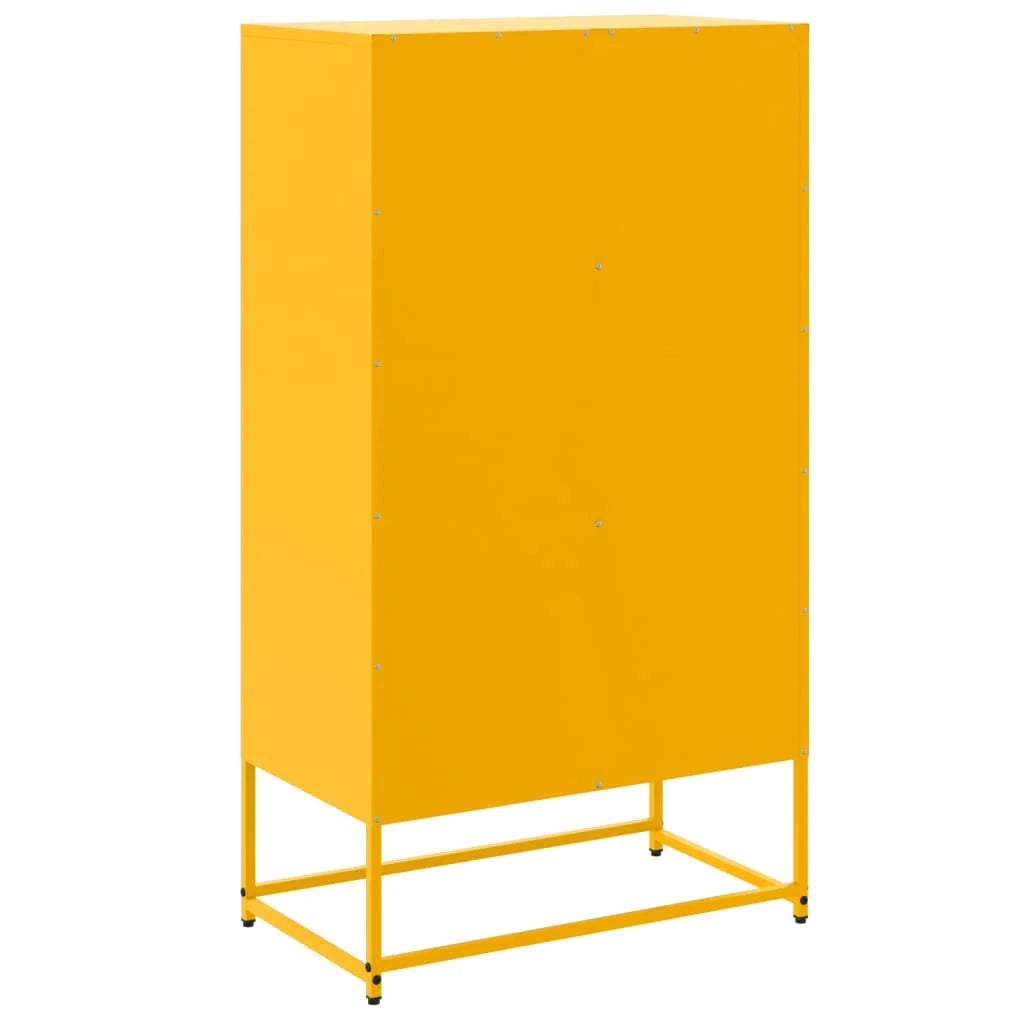 Buffet credenza cassettiera armadio mobile contenitore organizer cucina soggiorno salotto alto giallo senape 68,5 x 38,5 x 123,5 cm acciaio giallo 02_0034733