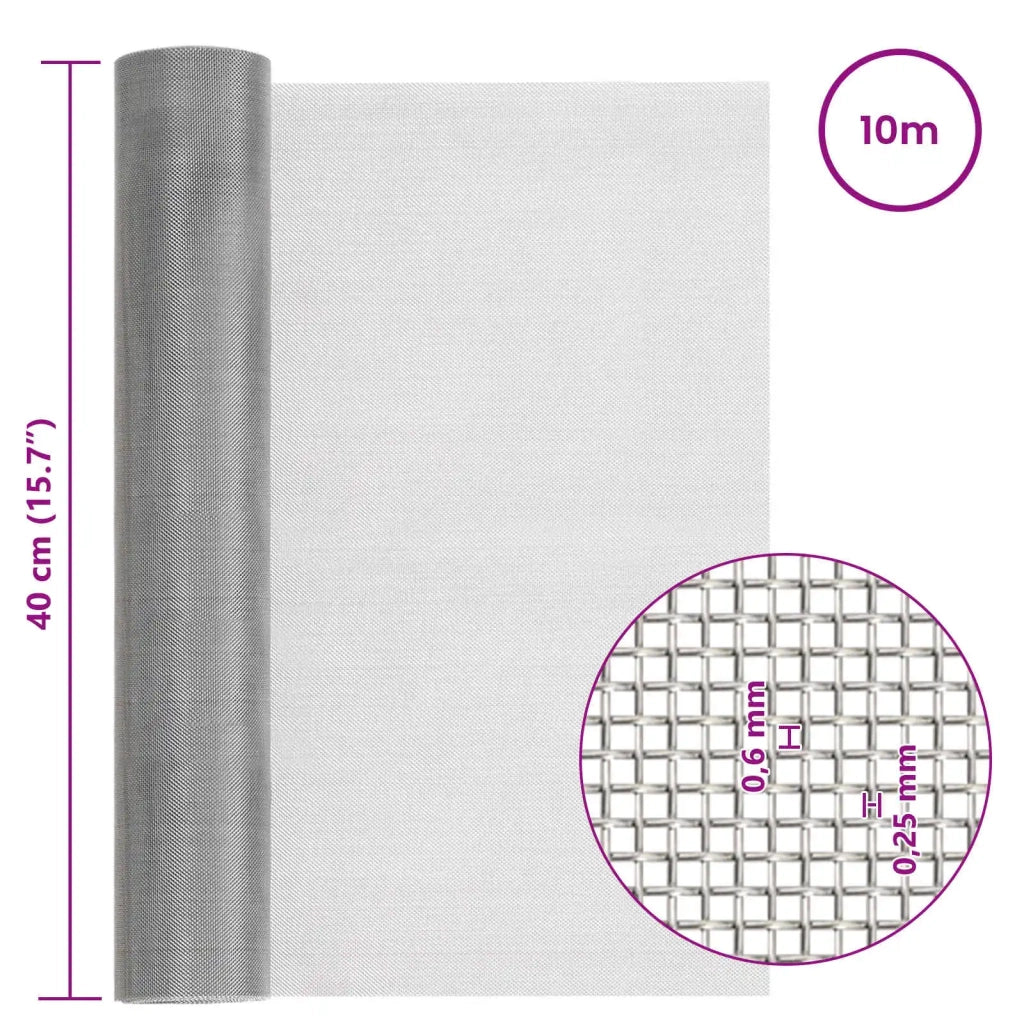 Rete per schermatura 40 x 1000 cm 30 Mesh Argento 42039549