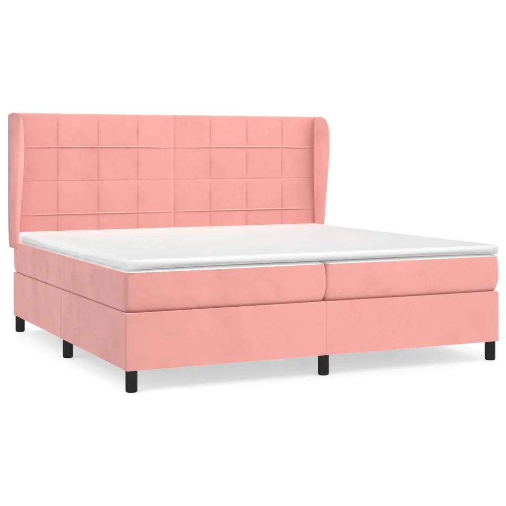 Giroletto a Molle con Materasso Rosa 200x200 cm in Velluto