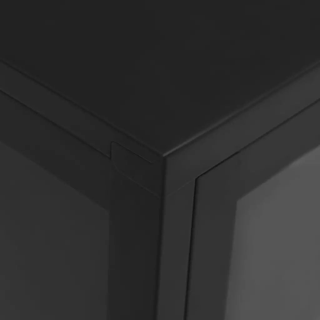 Credenza Nera 70x35x70 cm in Acciaio e Vetro 336064