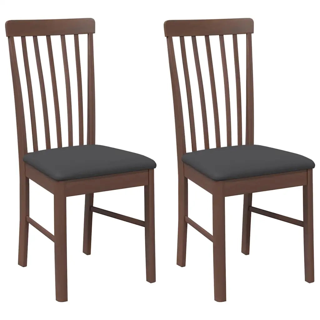 Sedie da Pranzo con Cuscini 2pz Marrone Legno Massello di Hevea 4102500