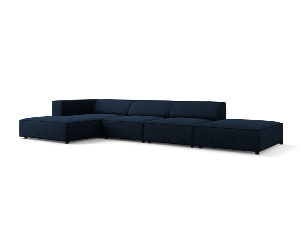 Cosmopolitan Design - Divano angolare sinistro "Arendal" 5 posti in ciniglia con effetto a coste blu reale 