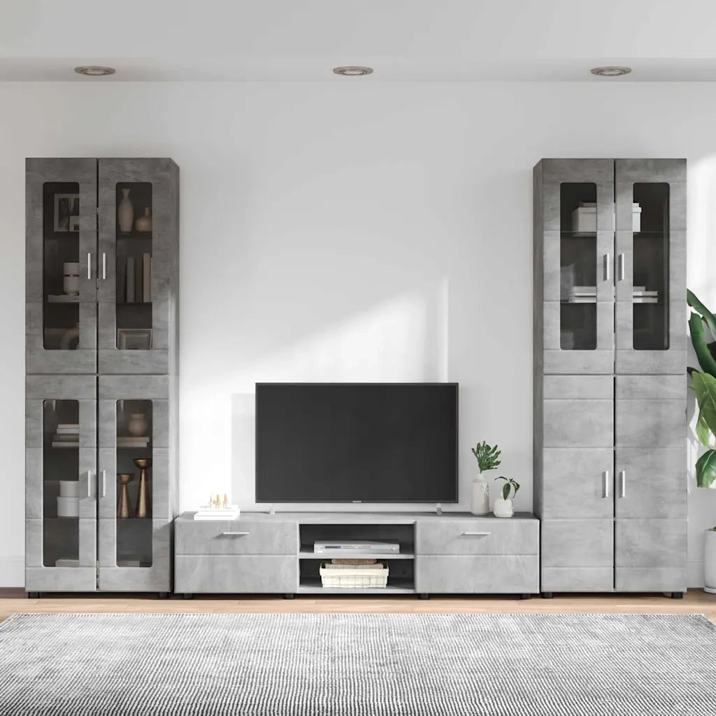 Set mobile TV FLORIN 3 pcs Grigio cemento Legno multistrato 3398007