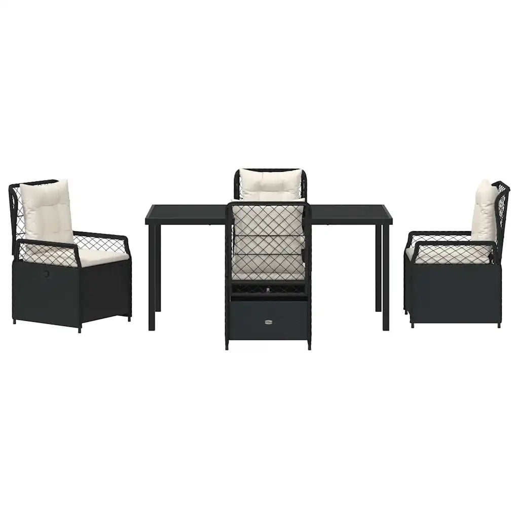 Set da Pranzo per Giardino 5 pcs Nero polyrattan 3380984