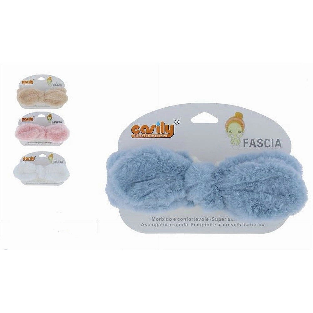 Trade Shop - Fascia Per Capelli Doccia Shampoo Trucco In Spugna Fiocco Peloso 4 Colori 87251 -