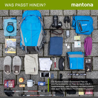 Mantona Elements Outdoor Zaino blu 2in1 per fotocamera e trekking, borsa fotografica con scomparti imbottiti per DSLR, drone, con supporto treppiede e copertura antipioggia