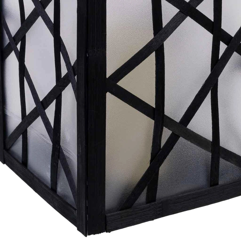 Lanterna in plastica e legno con candela a batteria D19,5x31,5/46h cm
