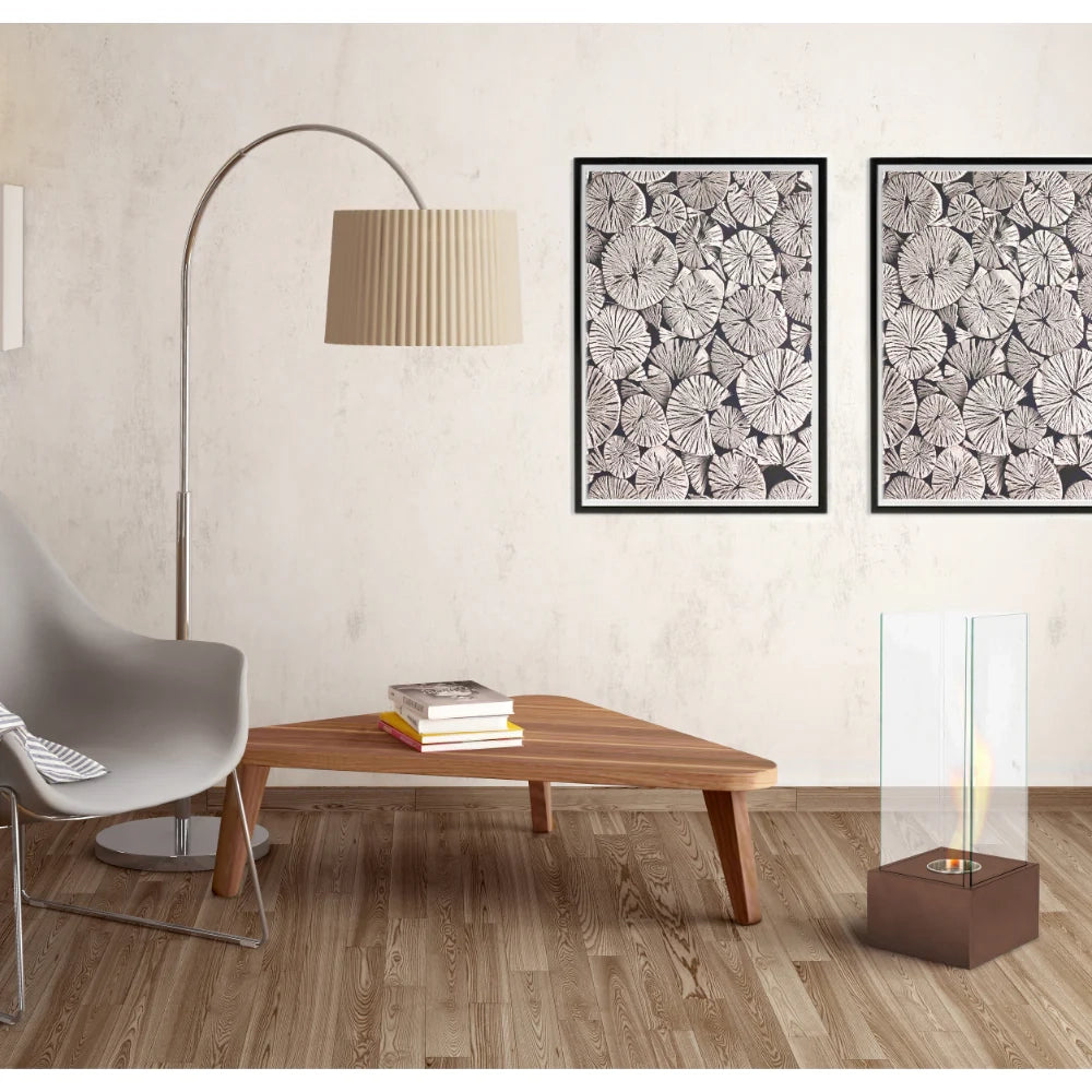 Glow, Caminetto al bioetanolo Ruggine (25cm X 25cm H. 65cm) | Duzzle