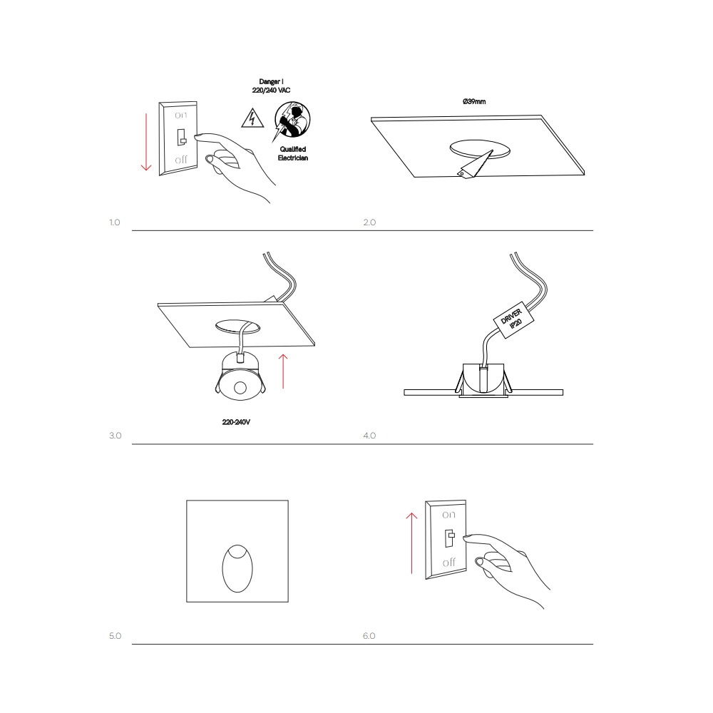Luky - Luce da incasso segnapasso LED Beneito & Faure - 2W, Luce calda 3200K, 65° - Faretto da incasso Quadrato Nero