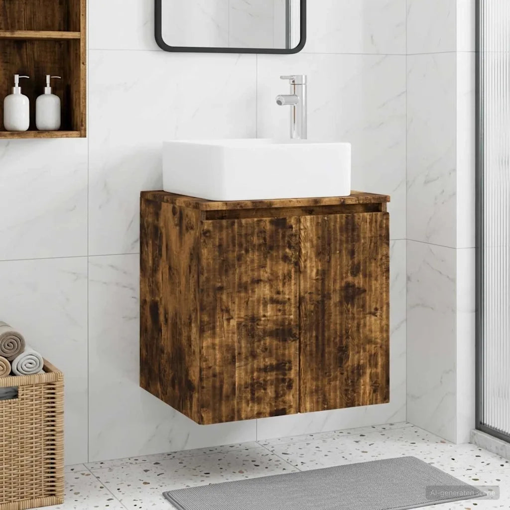 Mobile Lavabo da Parete Rovere Fumo 49,5 x 41 x 63 cm 890407