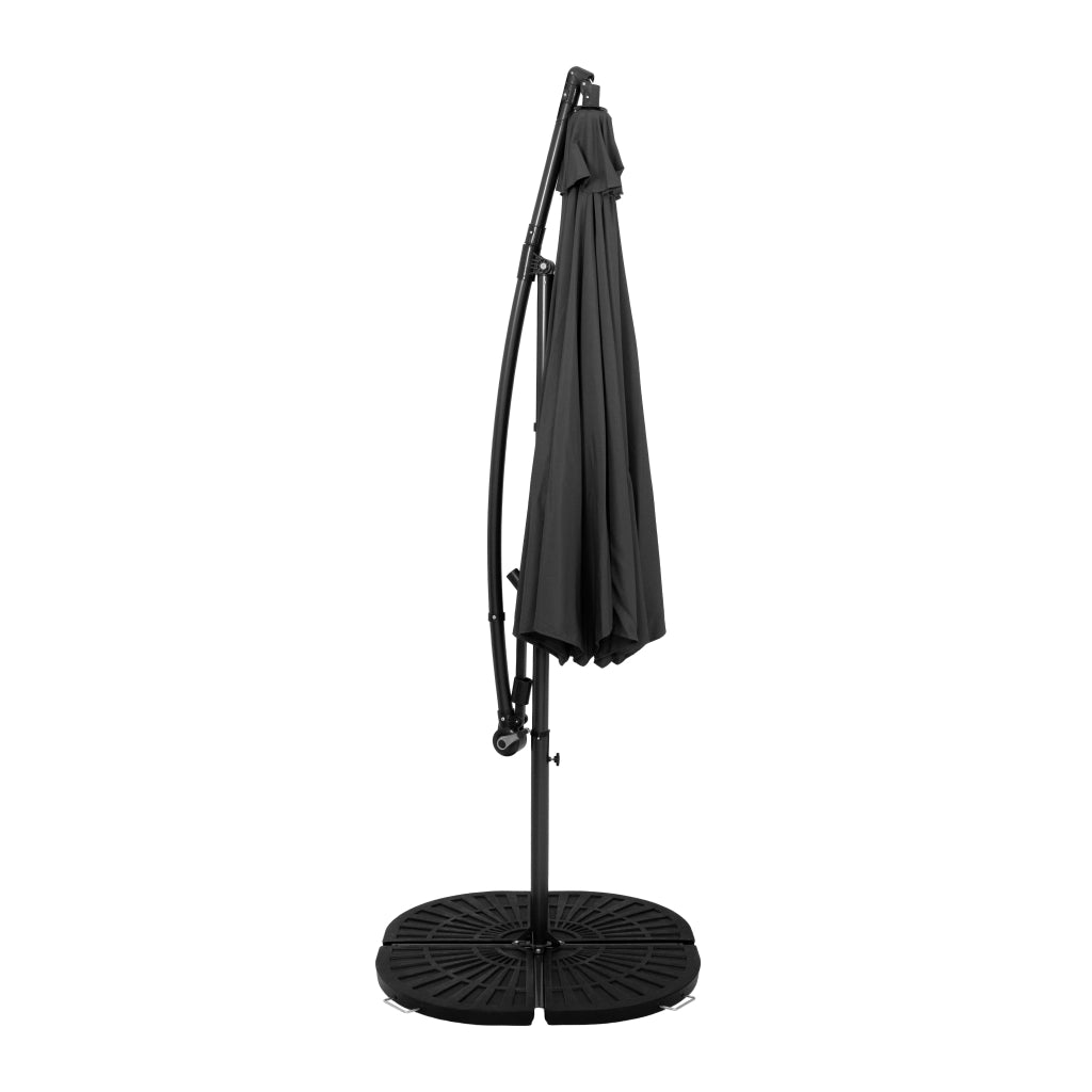 Ombrellone Decentrato 3m Grigio Banana con Base 4 Pesi 56kg