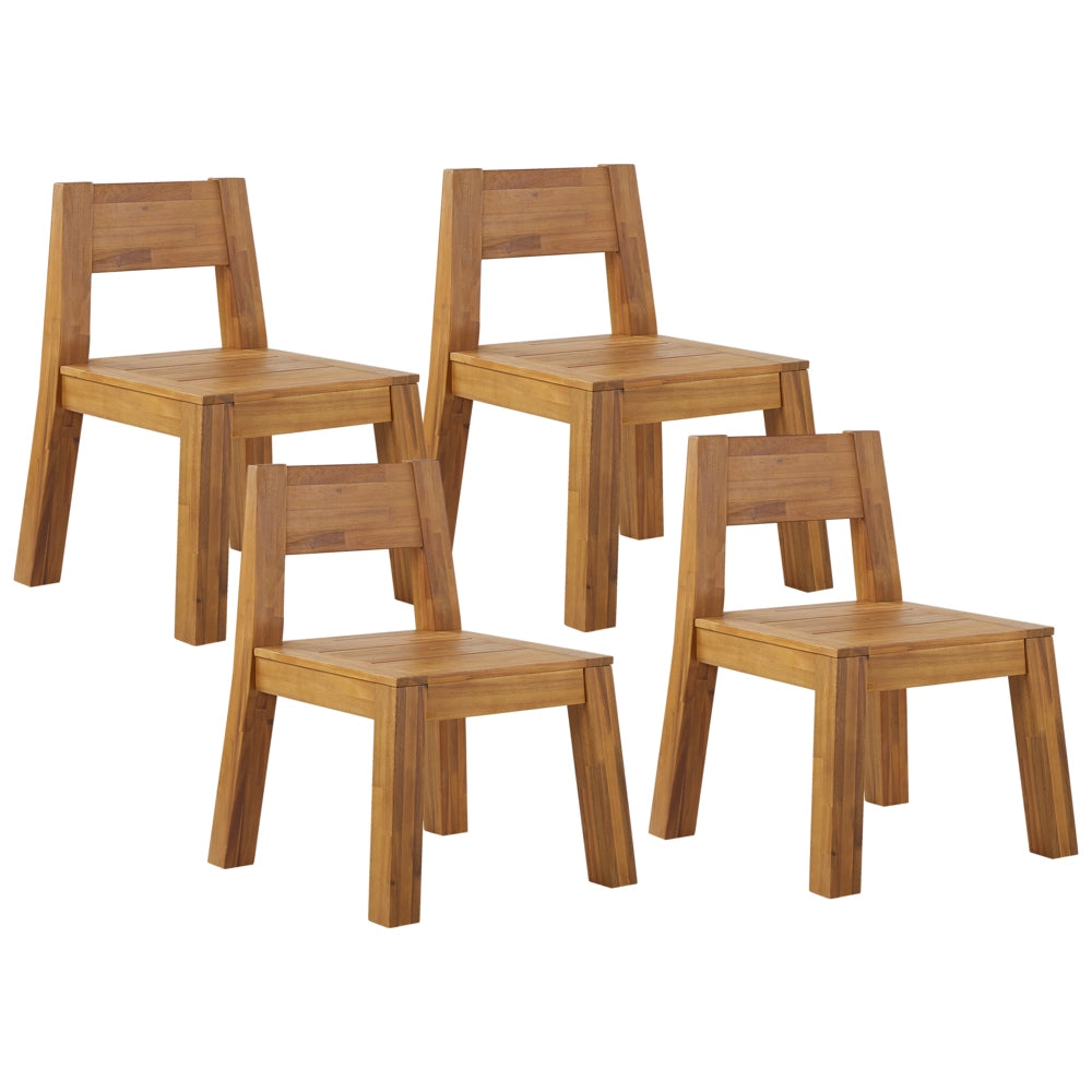 Set di 4 sedie da giardino stile rustico in legno di acacia chiaro laminato 81 x 61 cm da interno esterno rustico design moderno design moderno