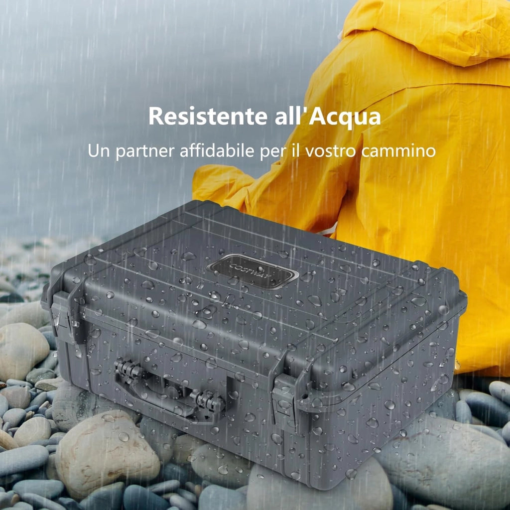 Valigetta per Macchina Fotografica Impermeabile, Custodia per Fotocamera con inserto in Schiuma Personalizzabile, Impermeabile IP66 e Antipolvere (56 x 44 x 22 cm+Grigio)