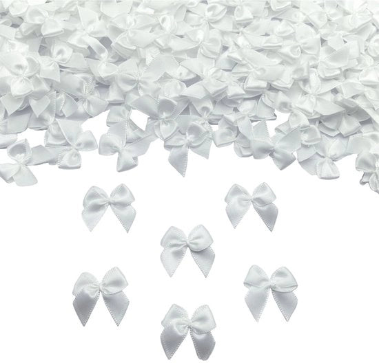 Decorazioni per Matrimonio - Mini Linti Bianchi di Satin - Pacco da 150 pezzi - Decorazione per Festa di Compleanno o Matrimonio - Attività di Fai da Te - Linti in Poliestere di Alta Qualità