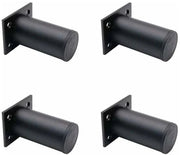 Set di 4 supporti per mobili regolabili, neri opachi, da 38 x 80 mm, in lega di alluminio, adatti per il sostegno di mobili come divani, tavoli da salotto e televisivi.