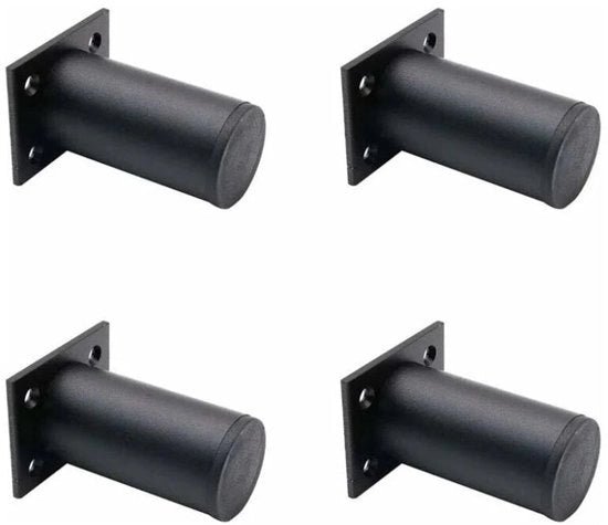 Set di 4 supporti per mobili regolabili, neri opachi, da 38 x 80 mm, in lega di alluminio, adatti per il sostegno di mobili come divani, tavoli da salotto e televisivi.