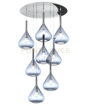 SOSPENSIONE CROMO 8 LUCI TONDA VETRI BLU 1177CR-S8 T-BL