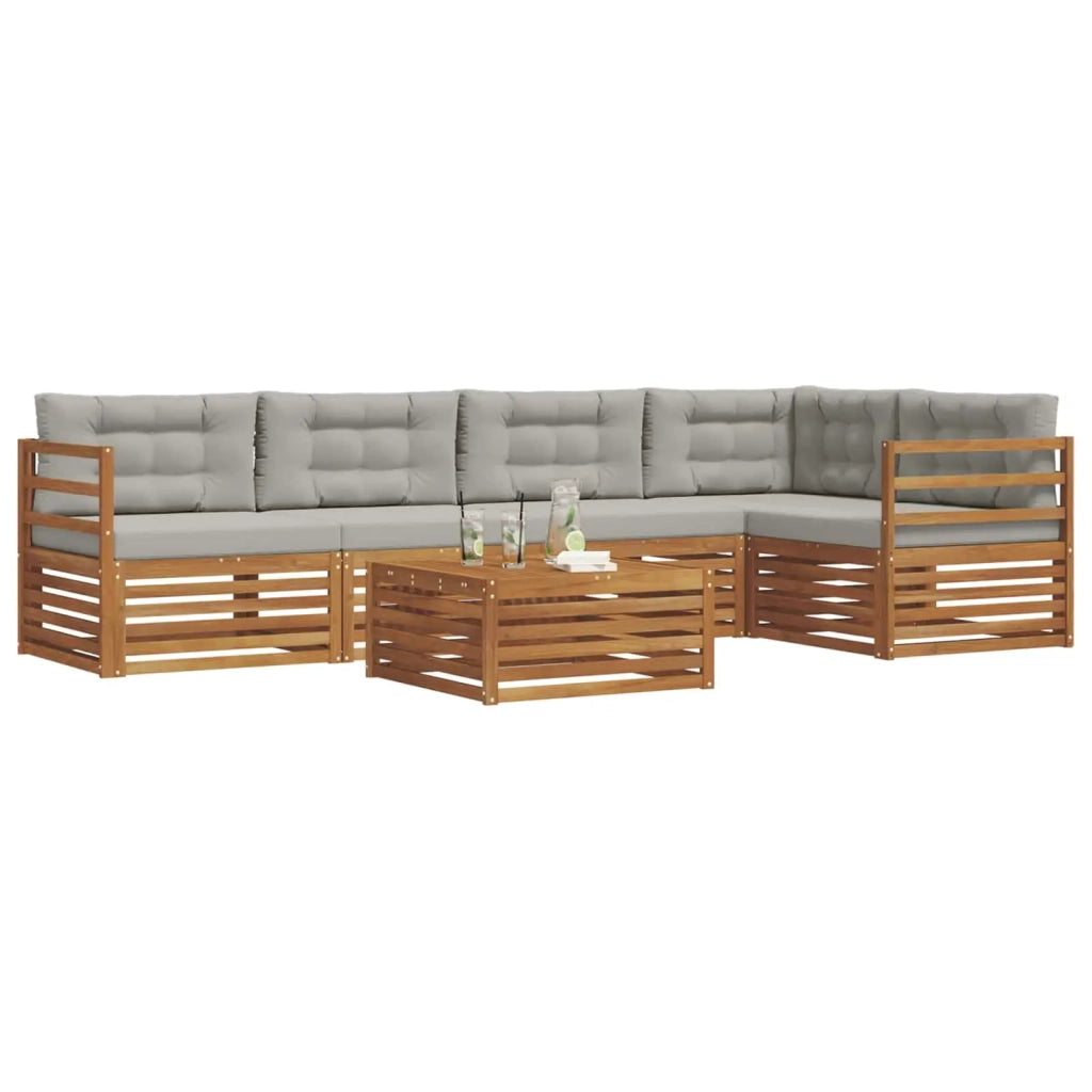 Set di divani da esterno 6 pcs Grigio Naturale e Chiaro