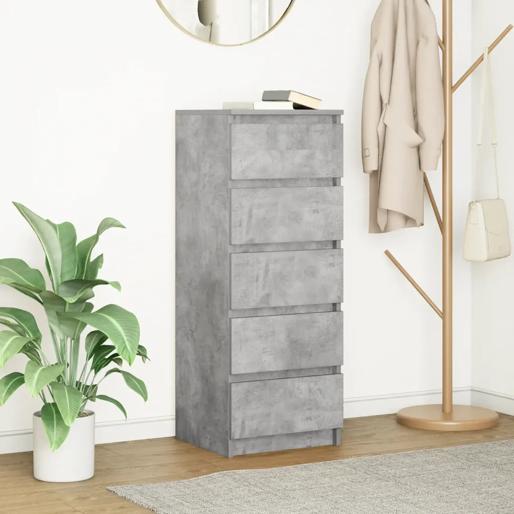 Credenza con Cassetti-Buffet-Armadio da cucina Grigio Cemento 37,5x35x99cm in Truciolato