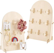Pannello di Display in Legno per Accessori - Stendardo per Catene e Chiavi - Forma Curva - Dimensioni Standard - Display di Vendita - Adatto per Gioielli - Materiale Naturale - 2 pezzi - 30 x 17,8 x 10,2 cm