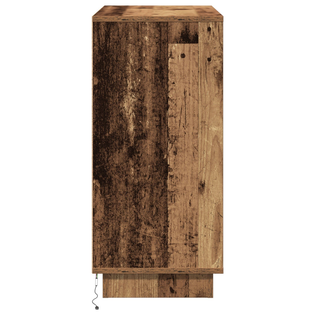 Credenza con LED Legno Antico 71x34,5x75 cm MDF