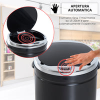 Easycomfort Pattumiera Automatica con Sensore a Infrarossi e Capacità 50L, Acciaio Inox e Plastica, Nero, 30.5x30.5x81.5cm