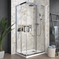 Box doccia angolare 70x70 cm con ante scorrevoli in cristallo temperato 6mm H190 cm DINA Cromato