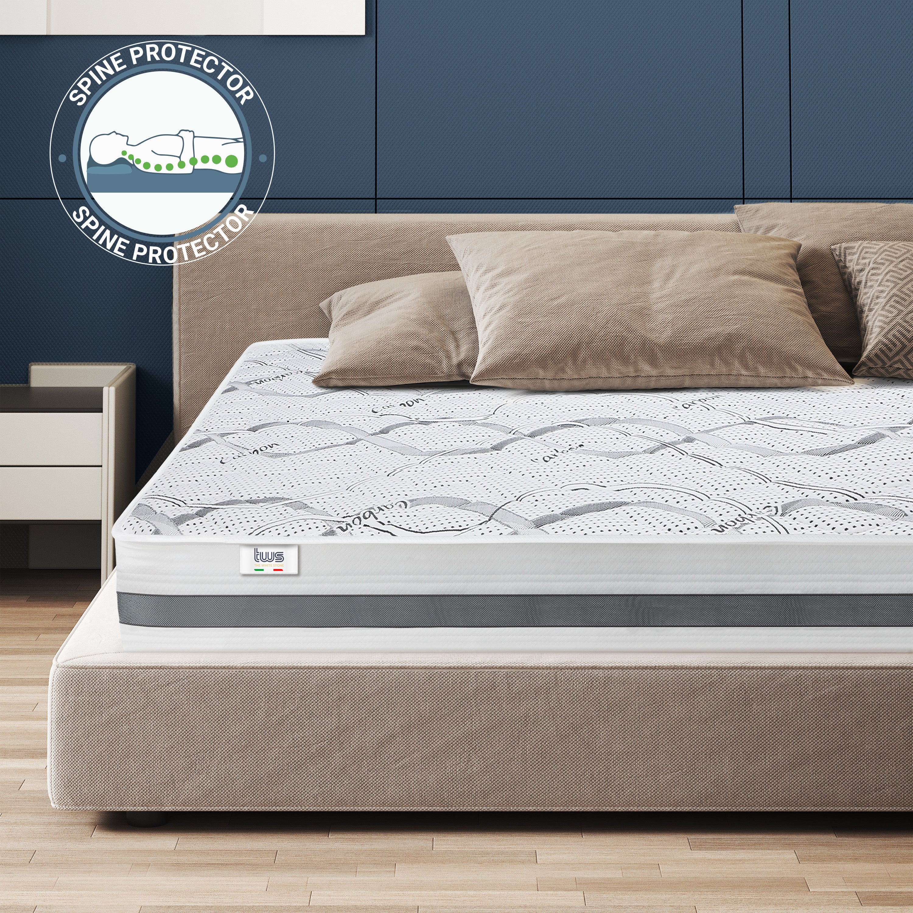 Materasso Una Piazza e Mezza 115x220 Memory Foam Anallergico Antibatterico | altezza 22 cm | Made in Italy