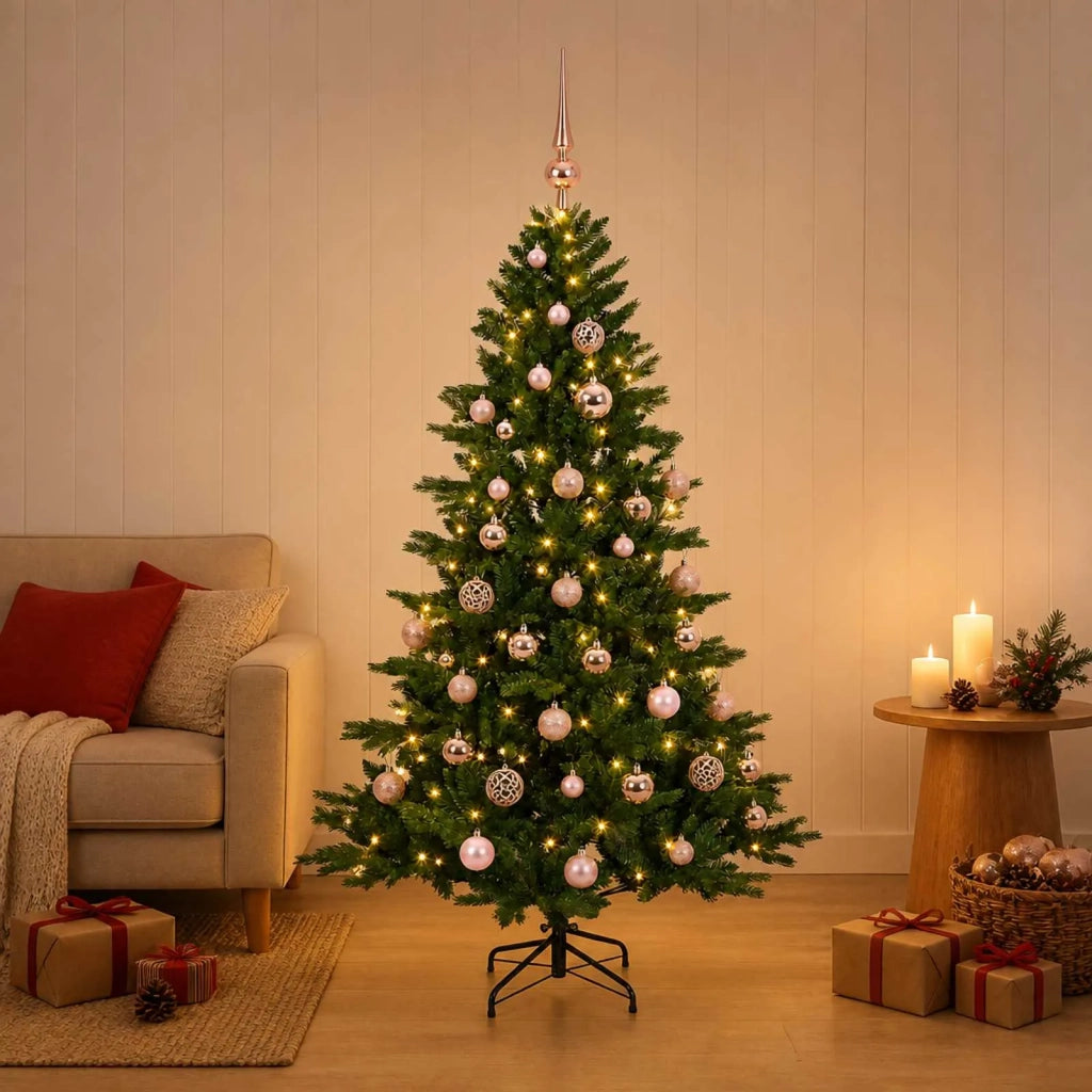 Albero di Natale artificiale con palline 150 cm 150 LED 3465768