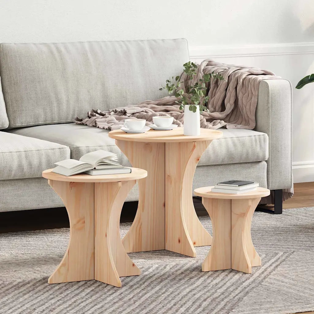 vidaXL Tavolino da salotto 3 pcs Naturale 46 x 46 x 47 cm