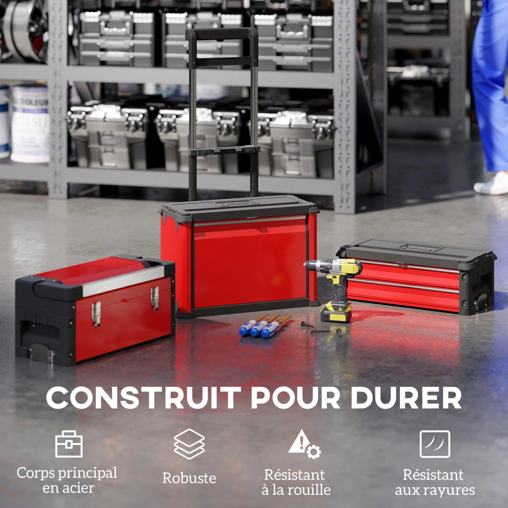 Cassettiera Mobile con Cassetti e Ruote ¨C Zephmum ¨C Rosso Acciaio 60x40x40