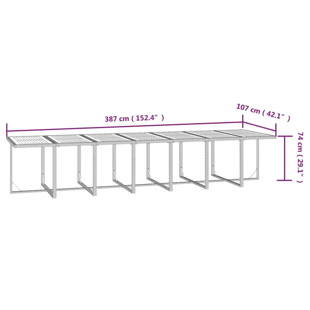 Set da Pranzo da Giardino 19 pz con Cuscini in Polyrattan Nero