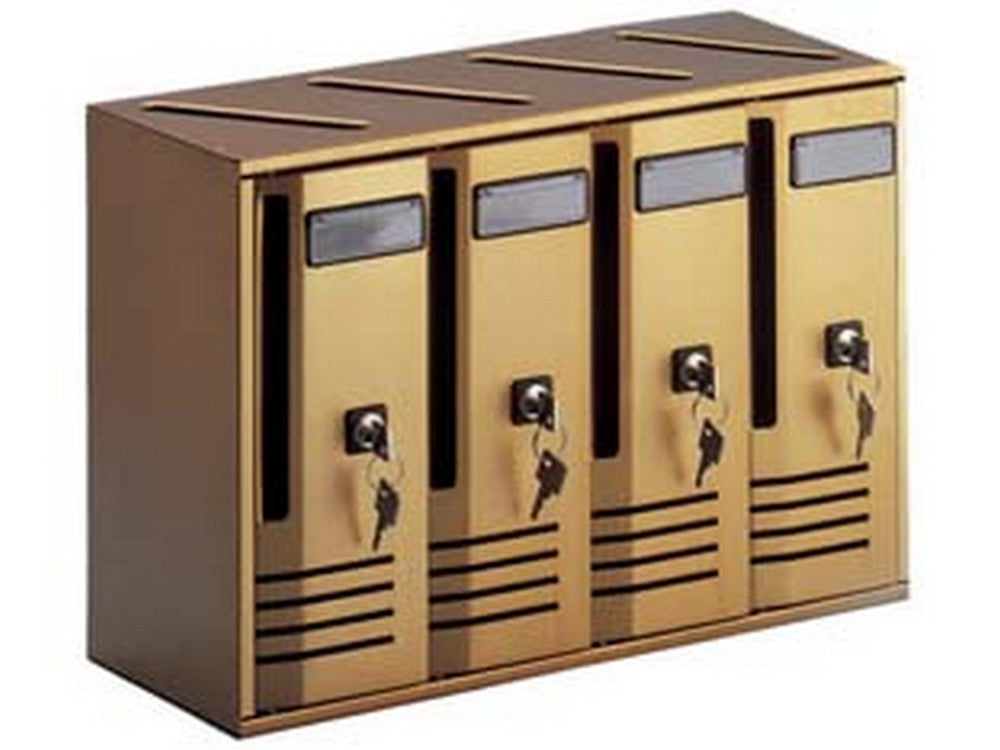 blocchiera serie cubo 4 cassette postali per interni - cm.42x17,5x30h. in alluminio anodizzato bronzo cod:ferx.fer80934